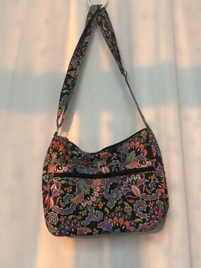 Waverly Black Paisley Shoulder Bag with Multicolor Accents